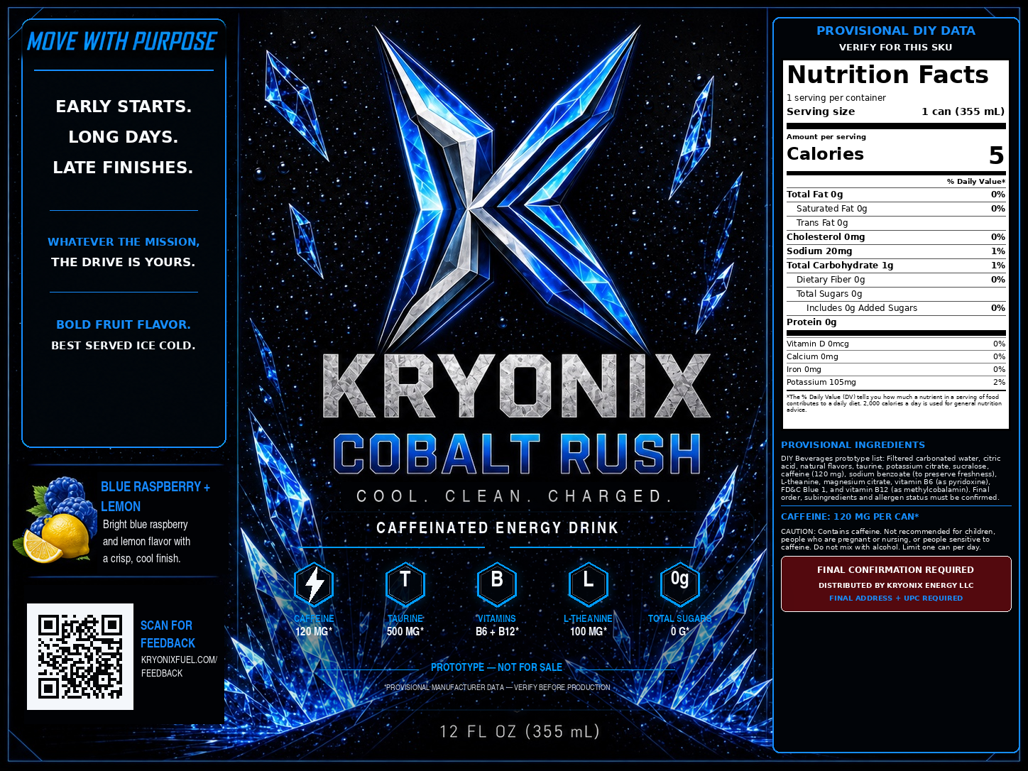 Cobalt Rush prototype label development reference